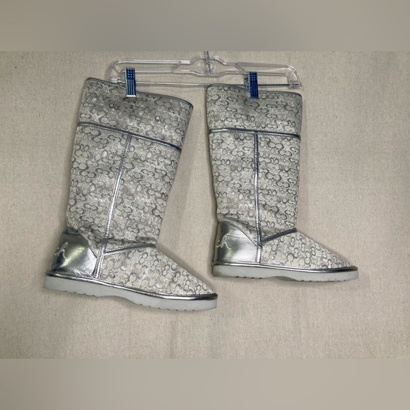 Coach Signature Nikole Women's Fur Lined Roll Down Cuff Winter Boots Sz 7B - Picture 1 of 15